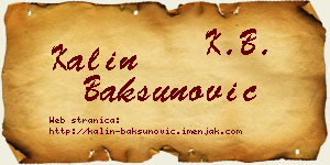 Kalin Bakšunović vizit kartica